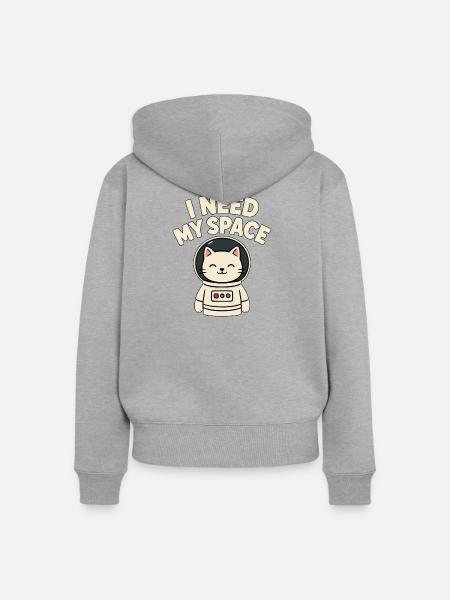 Kätzchen im Astronautenanzug - Frauen Premium Bio Zip Hoodie - Grau meliert