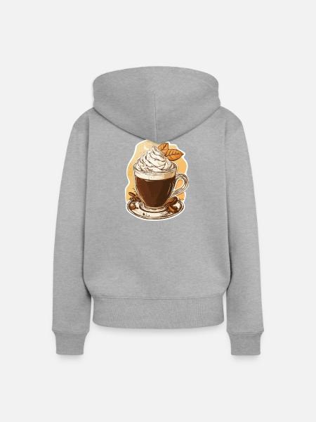 Kaffee - Frauen Premium Bio Zip Hoodie - Grau meliert