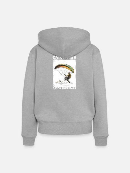 Fischfang mit Paraglider und Thermals - Frauen Premium Bio Zip Hoodie - Grau meliert