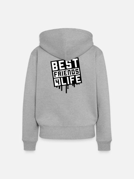 Beste Freunde Fürs Leben - Frauen Premium Bio Zip Hoodie - Grau meliert