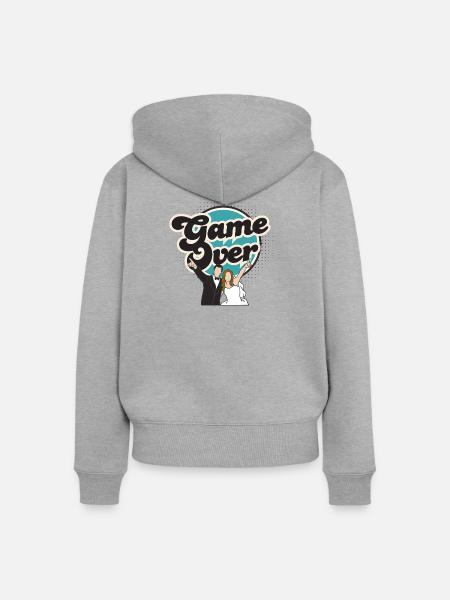 Game Over - Frauen Premium Bio Zip Hoodie - Grau meliert