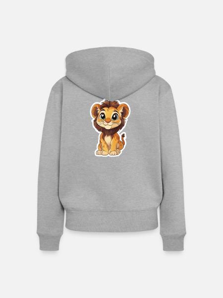 Löwe - Frauen Premium Bio Zip Hoodie - Grau meliert
