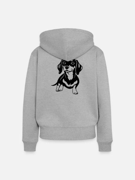Dachshund - Frauen Premium Bio Zip Hoodie - Grau meliert