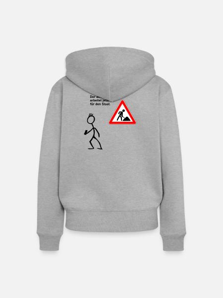 Arbeit beim Staat - Frauen Premium Bio Zip Hoodie - Grau meliert