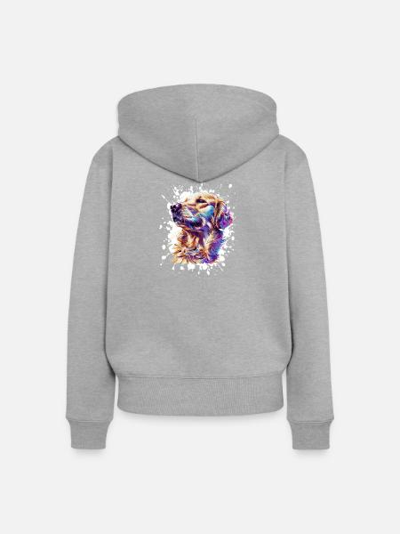 Farbiges Hundeporträt Spritzer - Frauen Premium Bio Zip Hoodie - Grau meliert
