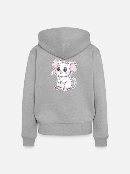 Maus - Frauen Premium Bio Zip Hoodie - Grau meliert