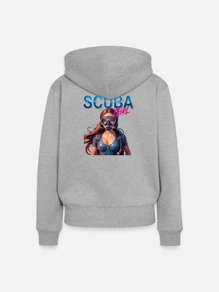 Scuba Girl Taucherin Design - Frauen Premium Bio Zip Hoodie - Grau meliert