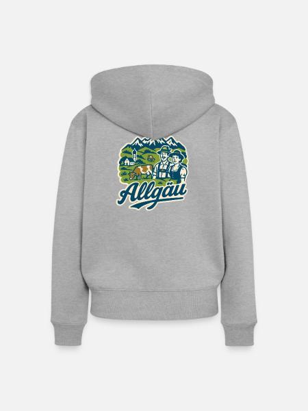 Allgäu Alpen Landschaft - Frauen Premium Bio Zip Hoodie - Grau meliert