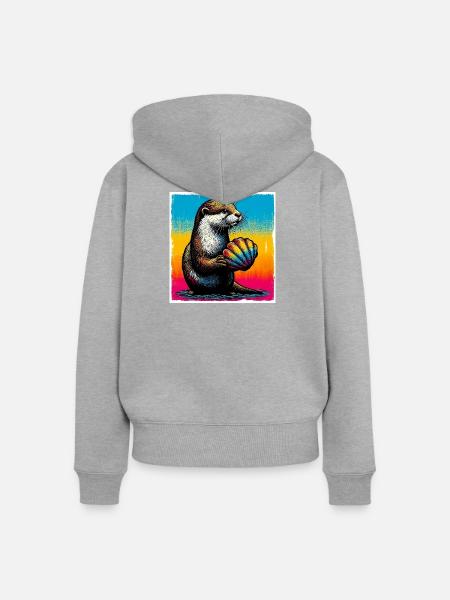 Otter - Frauen Premium Bio Zip Hoodie - Grau meliert