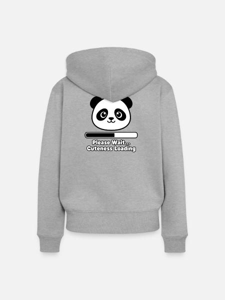 Panda Ladebildschirm Kuscheltier - Frauen Premium Bio Zip Hoodie - Grau meliert