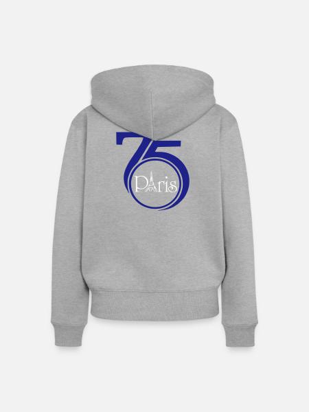 75 Paris - Frauen Premium Bio Zip Hoodie - Grau meliert