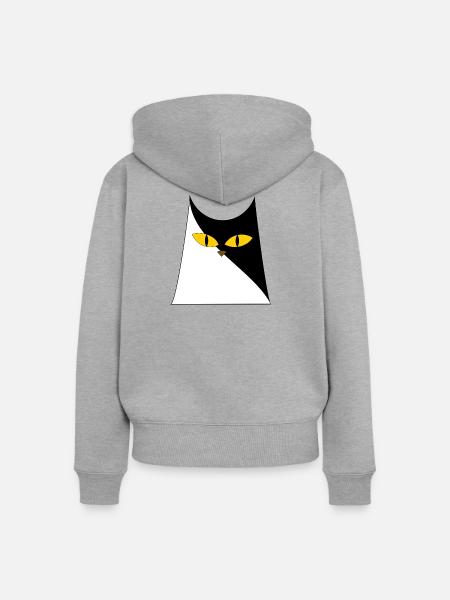 Katze mit gelben Augen - Frauen Premium Bio Zip Hoodie - Grau meliert