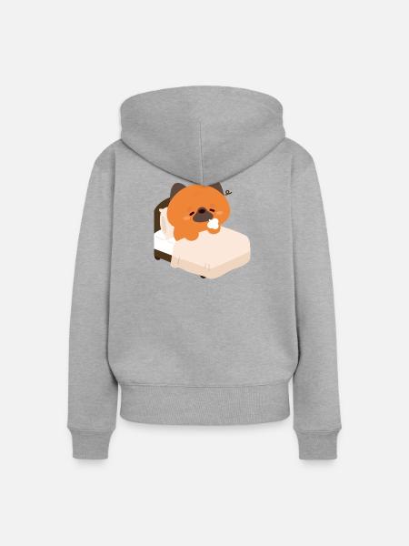 Müder Deutscher Schäferhundwelpe - Frauen Premium Bio Zip Hoodie - Grau meliert