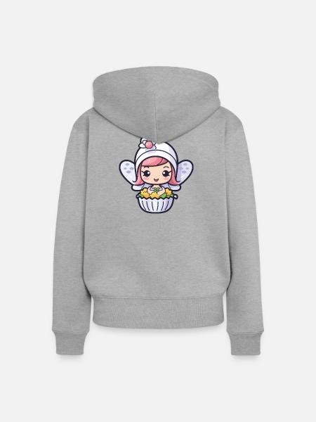 Fee Backen Kuchen Backfee - Frauen Premium Bio Zip Hoodie - Grau meliert