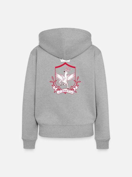 Geflügeltes Reh – edles Wappentier Wald - Frauen Premium Bio Zip Hoodie - Grau meliert