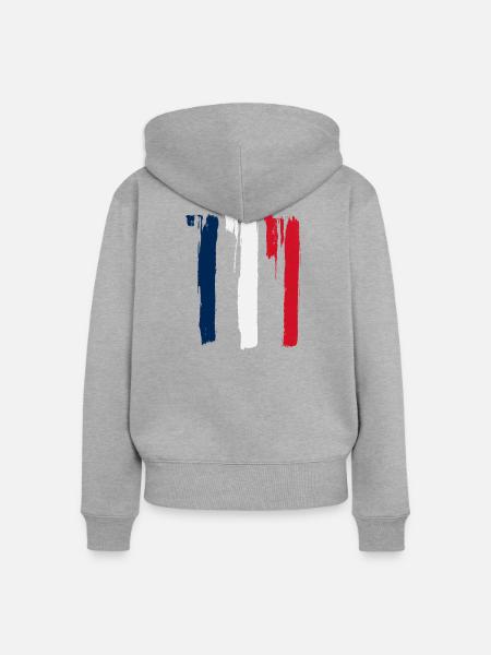 Frankreich Streifen - Frauen Premium Bio Zip Hoodie - Grau meliert