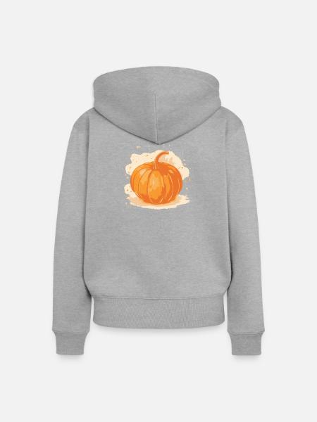 Kürbis-Herbst-Illustration - Frauen Premium Bio Zip Hoodie - Grau meliert
