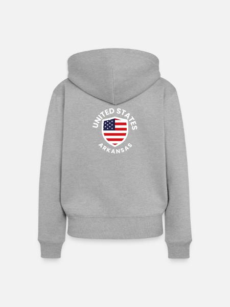 USA Arkansas Schilddesign - Frauen Premium Bio Zip Hoodie - Grau meliert