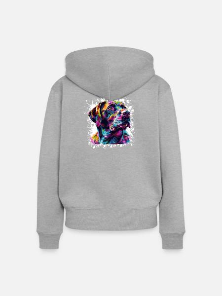 Hund Tier Kunst - Frauen Premium Bio Zip Hoodie - Grau meliert