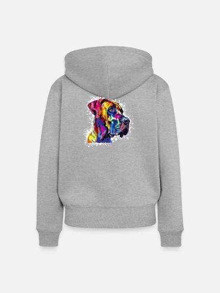Hund Hundeporträt - Frauen Premium Bio Zip Hoodie - Grau meliert