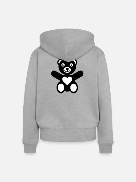 Bear Heart Love - Frauen Premium Bio Zip Hoodie - Grau meliert