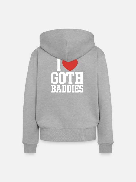 Ich liebe Goth-Bösewichte - Frauen Premium Bio Zip Hoodie - Grau meliert