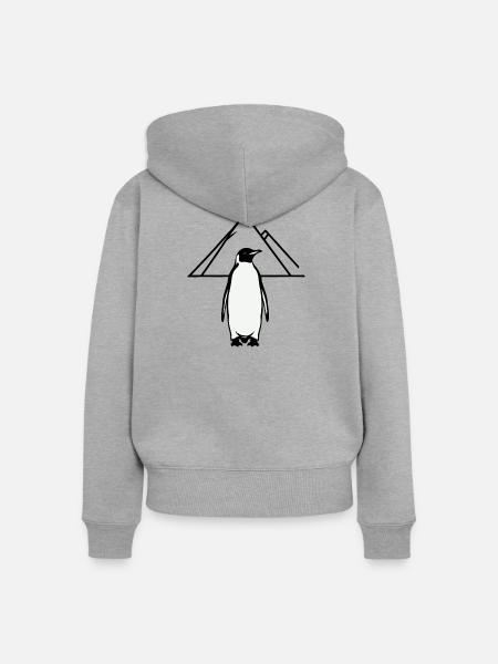 ABER WARUM? Pinguin - Frauen Premium Bio Zip Hoodie - Grau meliert