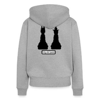 king_and_queen - Frauen Premium Bio Zip Hoodie - Grau meliert - Hinten - Selfina (174cm)