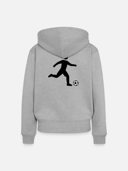 Fussballer Silhouette - Frauen Premium Bio Zip Hoodie - Grau meliert