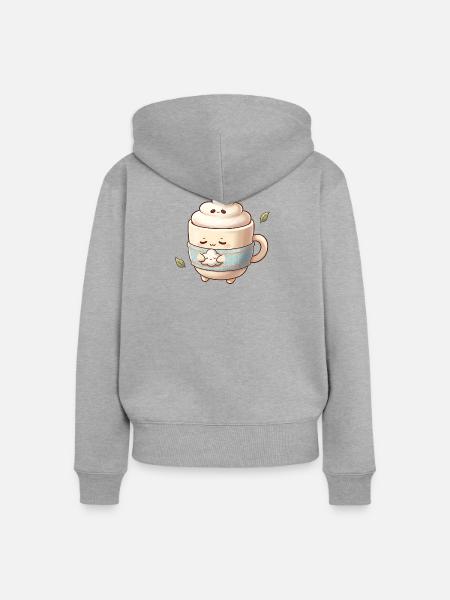 Kuscheltassen-Wolkenbecher - Frauen Premium Bio Zip Hoodie - Grau meliert