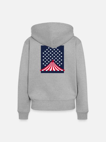 America Now - Frauen Premium Bio Zip Hoodie - Grau meliert