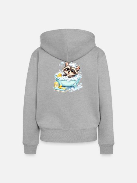 Baby_Oskar-_Badewanne - Frauen Premium Bio Zip Hoodie - Grau meliert