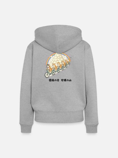 Shiba-Bergregenbogenfahrt - Frauen Premium Bio Zip Hoodie - Grau meliert