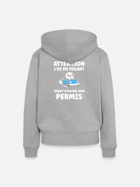 Führerschein-Humor - Frauen Premium Bio Zip Hoodie - Grau meliert