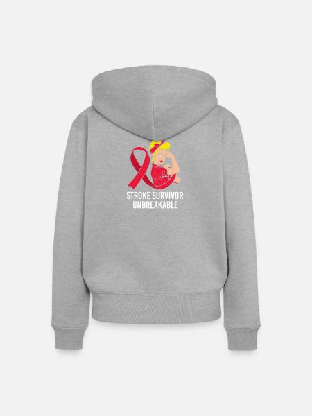 Schlaganfall Hirnschlag - Frauen Premium Bio Zip Hoodie - Grau meliert