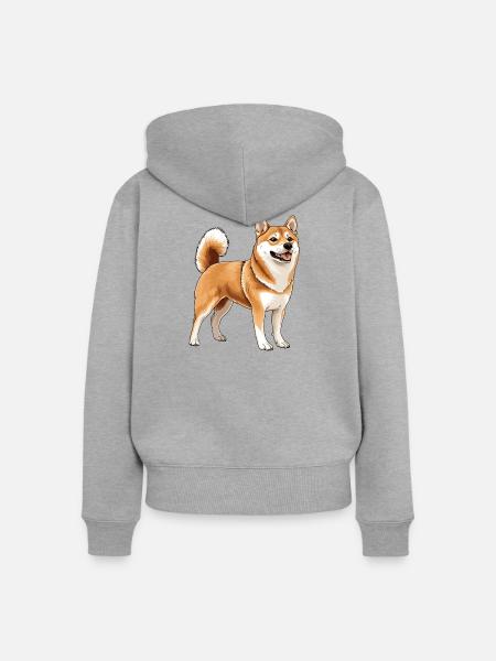 Shiba Inu - Frauen Premium Bio Zip Hoodie - Grau meliert