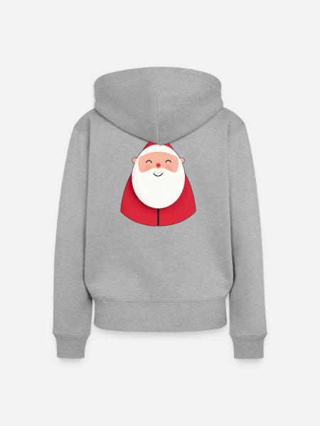 Kindisches Weihnachtsmann-Lächeln Spaß - Frauen Premium Bio Zip Hoodie - Grau meliert