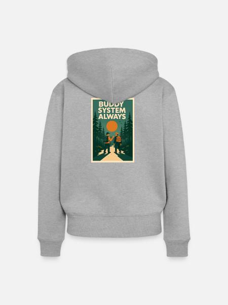 Immer Buddy-System | Pfadfinder - Frauen Premium Bio Zip Hoodie - Grau meliert