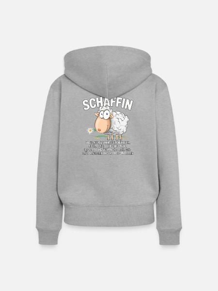 Schäffin - Alpha Schaf mit Sonnenbrille - Frauen Premium Bio Zip Hoodie - Grau meliert
