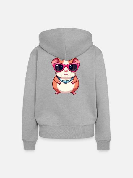 Meerschweinchen - Frauen Premium Bio Zip Hoodie - Grau meliert