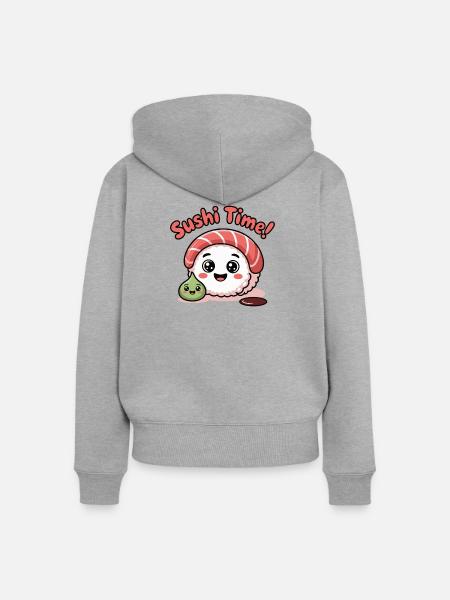 Sushi-Zeitwurf-Symbol - Frauen Premium Bio Zip Hoodie - Grau meliert