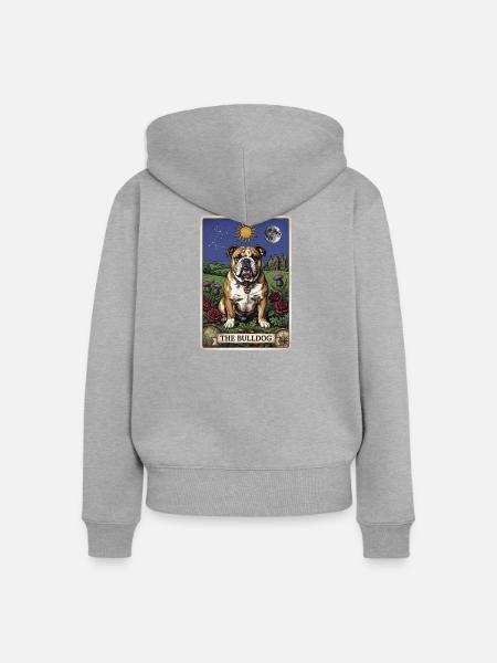 Bulldog Tarotkarte - Frauen Premium Bio Zip Hoodie - Grau meliert
