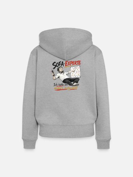 Sofa-Experte Strategie Humor - Frauen Premium Bio Zip Hoodie - Grau meliert