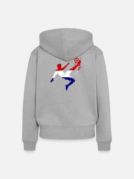 Fallrückzieher Niederlande Fussball - Frauen Premium Bio Zip Hoodie - Grau meliert