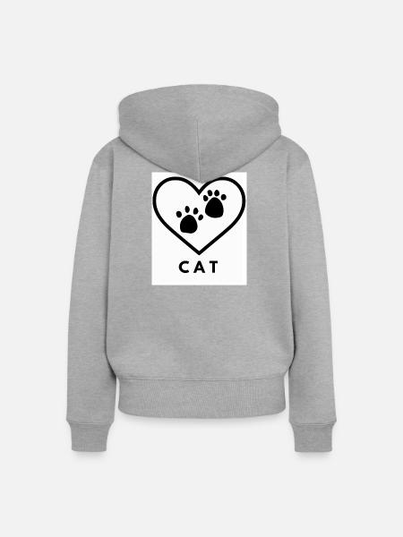 Katzenliebe gross - Frauen Premium Bio Zip Hoodie - Grau meliert