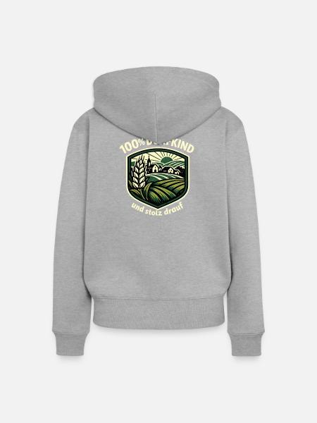 Dorfkind Ländliche Ernte - Frauen Premium Bio Zip Hoodie - Grau meliert