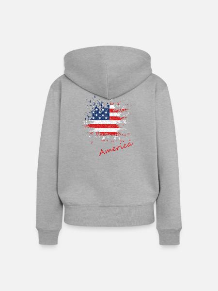 Amerikanische Splatter Flaggenkunst - Frauen Premium Bio Zip Hoodie - Grau meliert