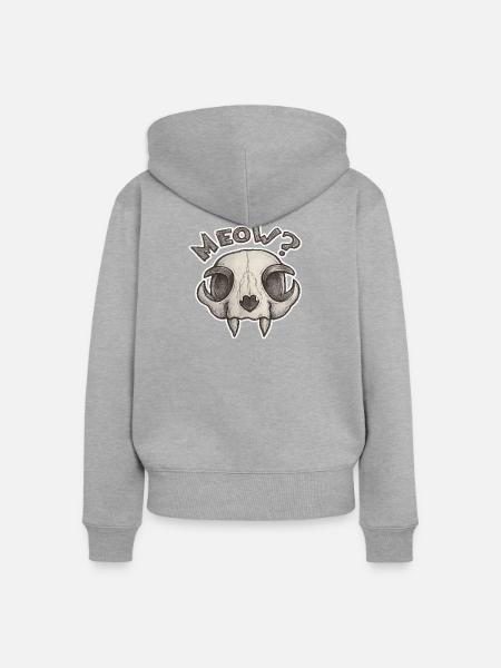 Neow-Schädel mit Herz-Nase - Frauen Premium Bio Zip Hoodie - Grau meliert