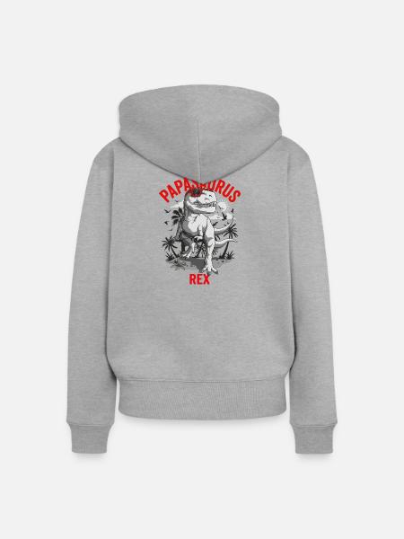 Papasaurus Rex Dinosaurier Daddy Summer - Frauen Premium Bio Zip Hoodie - Grau meliert