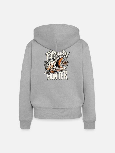 Forellen Angler - Frauen Premium Bio Zip Hoodie - Grau meliert